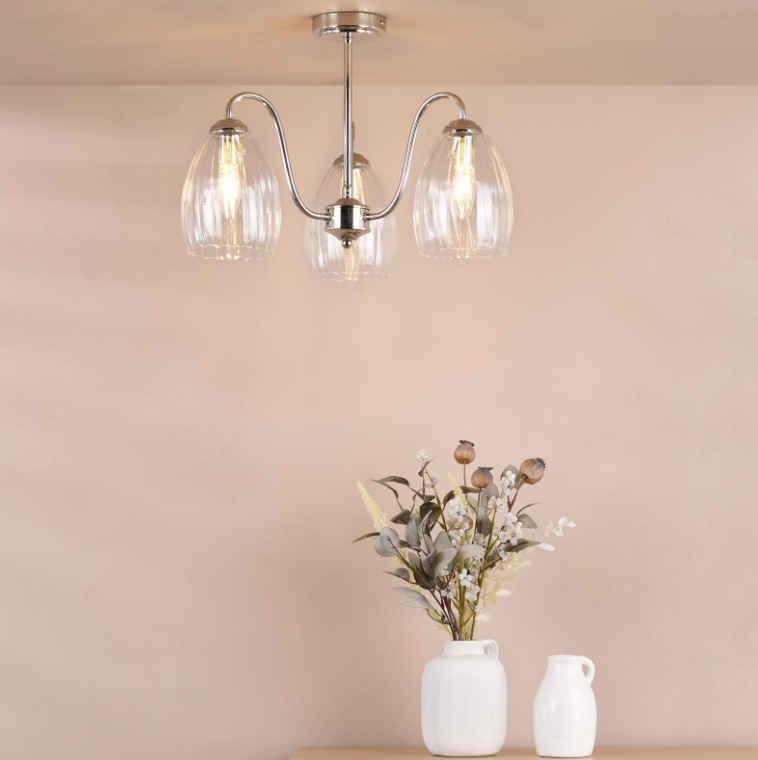 Valora 3Lt Semi Flush Light- Antique Bronze & Polished Nickel