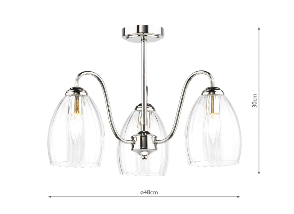 Valora 3Lt Semi Flush Light- Antique Bronze & Polished Nickel