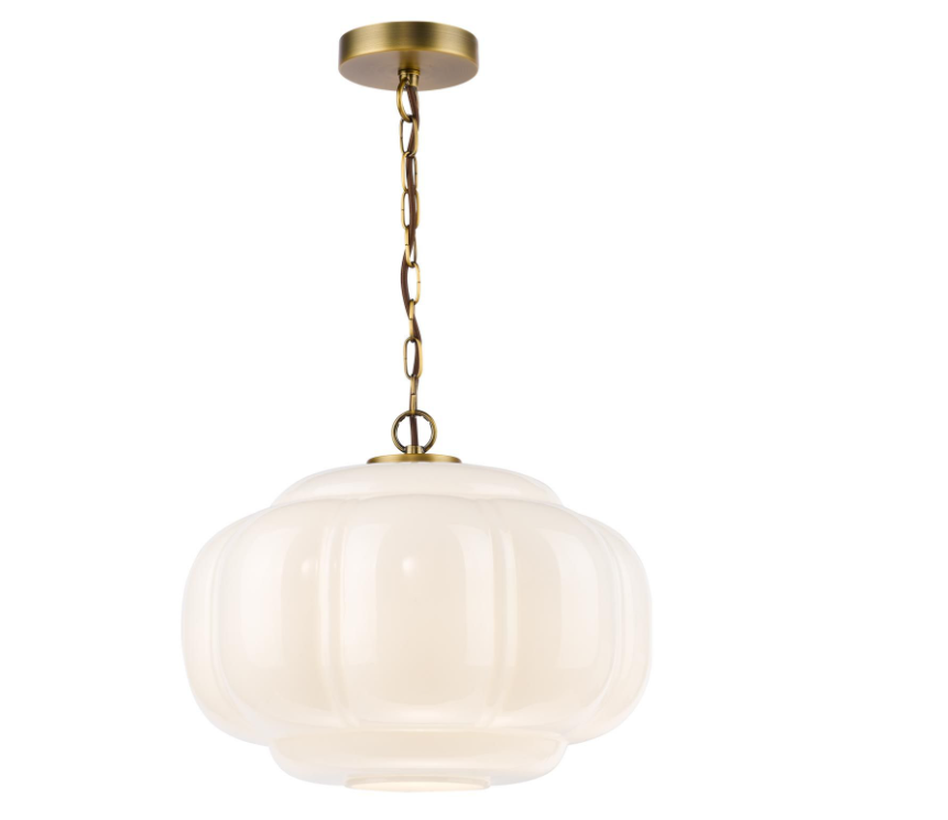 Sumitra Pendant- Antique Bronze and Opal Glass