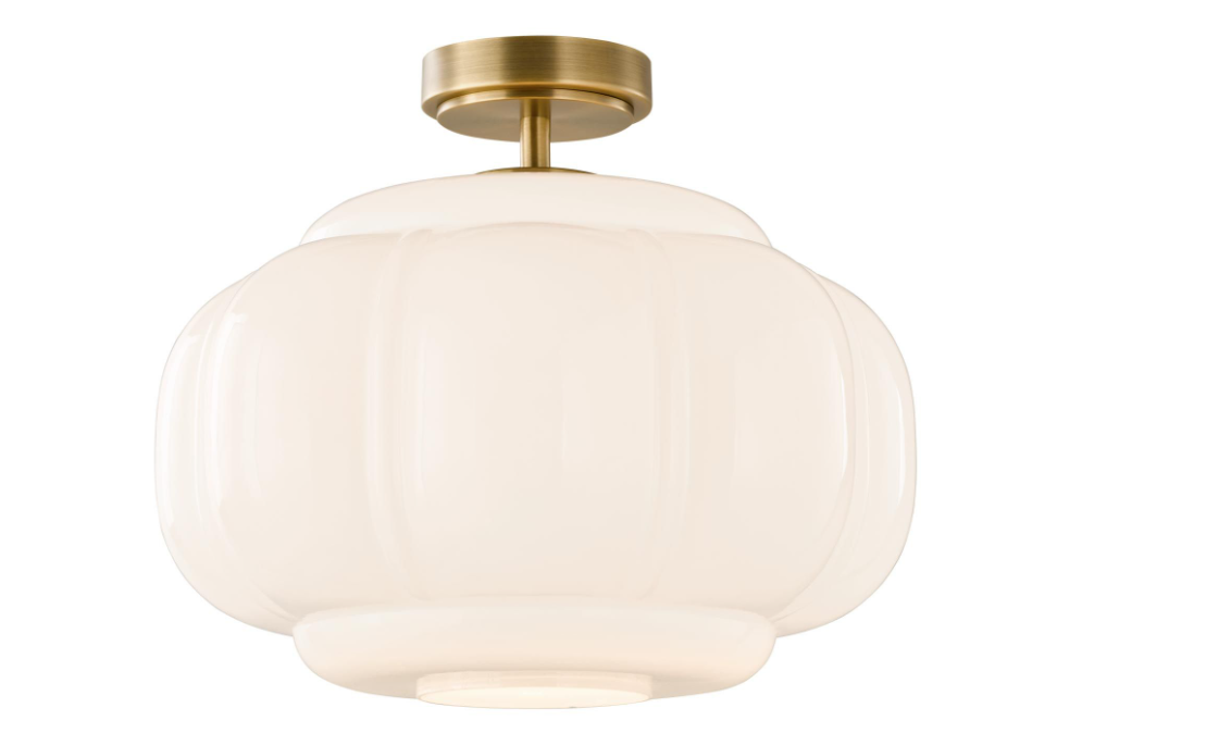 Sumitra Flush Light- Antique Bronze and Opal Glass