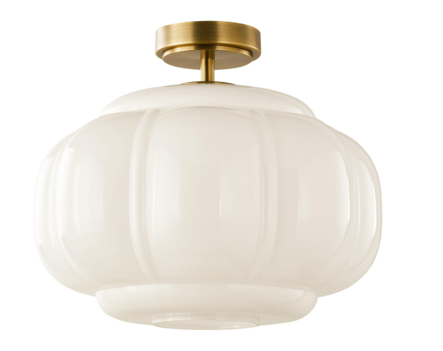 Sumitra Flush Light- Antique Bronze and Opal Glass