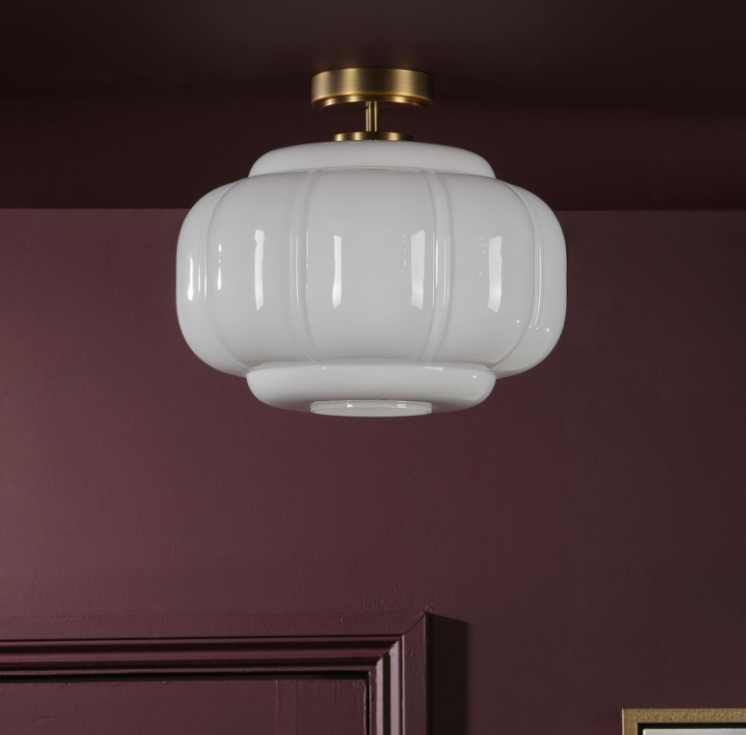 Sumitra Flush Light- Antique Bronze and Opal Glass