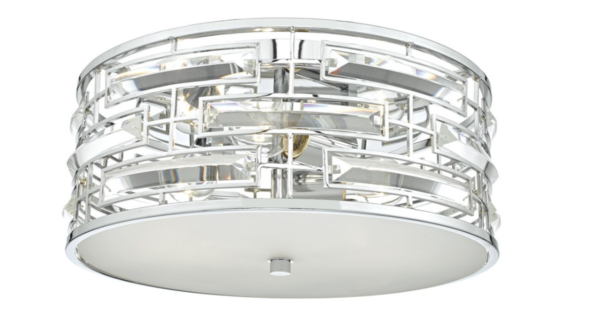 Seville 3Lt Flush Light-  Polished Chrome and Crystal