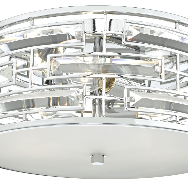 Seville 3Lt Flush Light-  Polished Chrome and Crystal