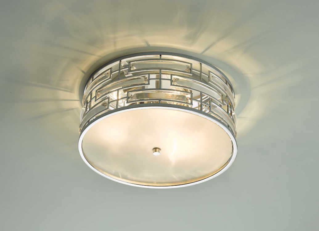 Seville 3Lt Flush Light-  Polished Chrome and Crystal