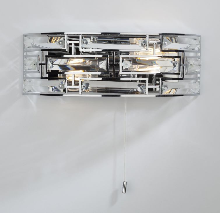 Seville 2 Light Wall Light- Polished Chrome and Crystal