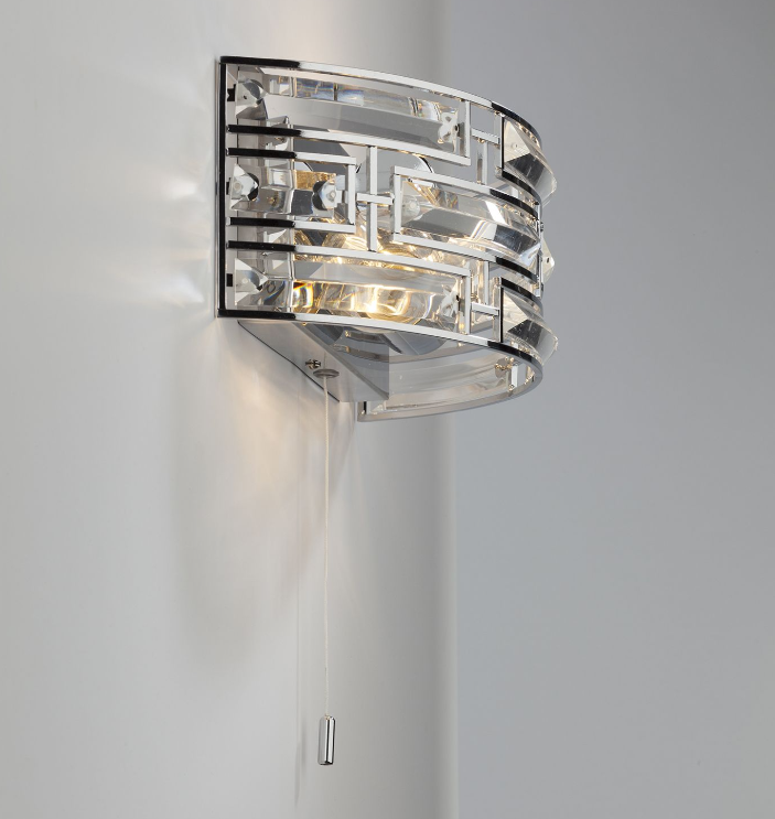 Seville 2 Light Wall Light- Polished Chrome and Crystal