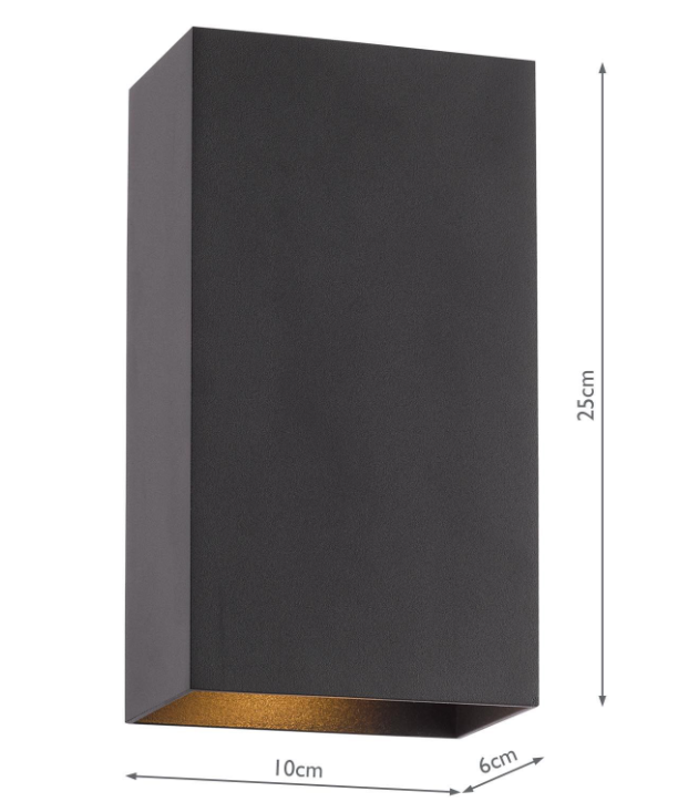 Soven 2Lt Wall Light-  Matt Black/ Satin Bronze Finishes