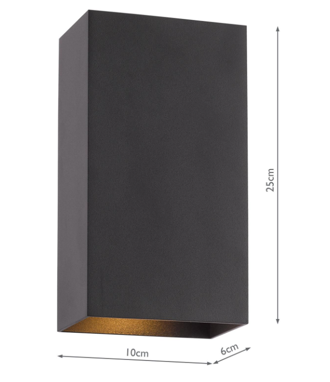 Soven 2Lt Wall Light-  Matt Black/ Satin Bronze Finishes