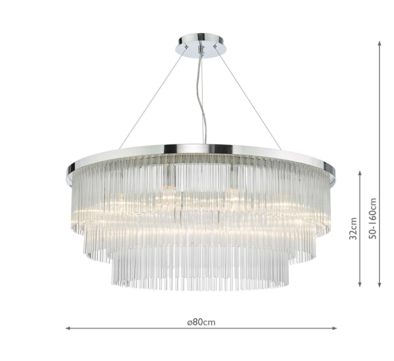 Alpheios 12 Light Pendant- Polished Chrome and Glass