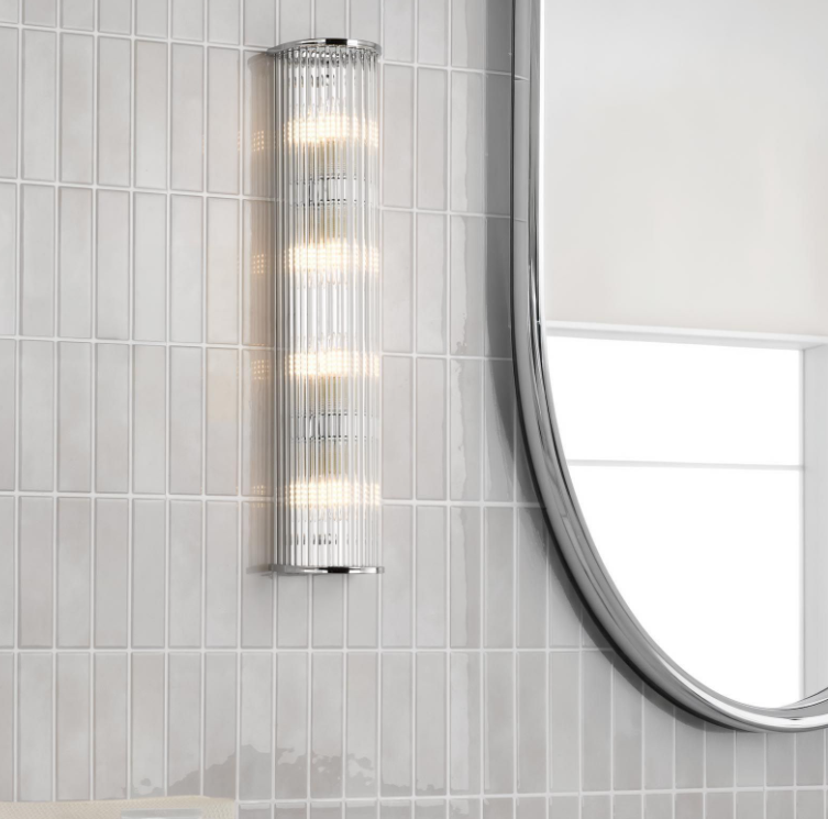 Tobiah 2/4 Light Bathroom Wall Light- Polished Chrome/ Natural Brass and Glass IP44