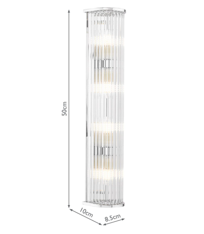 Tobiah 2/4 Light Bathroom Wall Light- Polished Chrome/ Natural Brass and Glass IP44