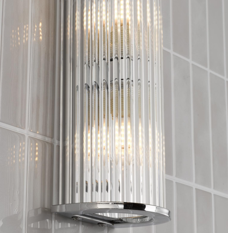 Tobiah 2/4 Light Bathroom Wall Light- Polished Chrome/ Natural Brass and Glass IP44