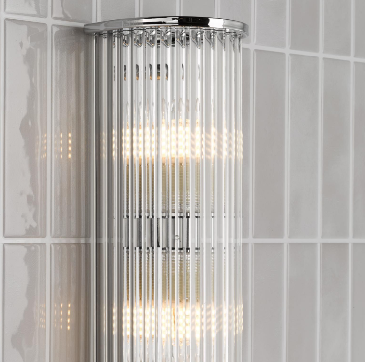 Tobiah 2/4 Light Bathroom Wall Light- Polished Chrome/ Natural Brass and Glass IP44