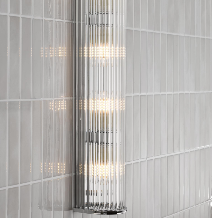 Tobiah 2/4 Light Bathroom Wall Light- Polished Chrome/ Natural Brass and Glass IP44