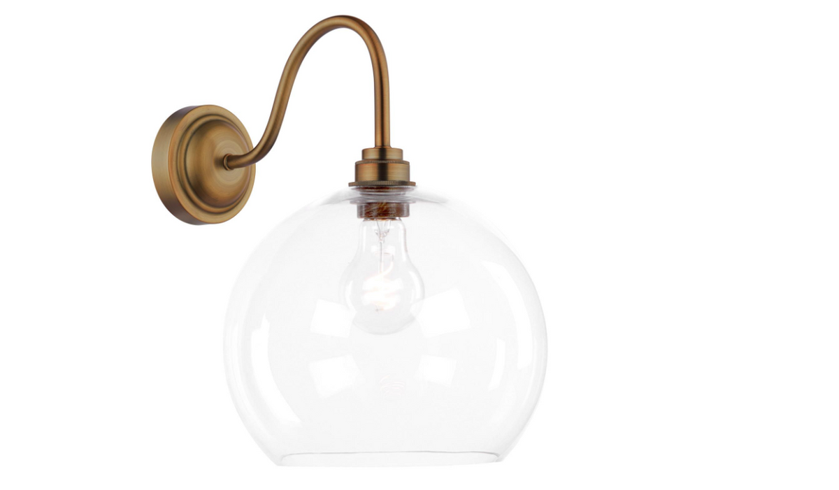 Caliro Wall Light- Antique Bronze with Glass Globe Shade