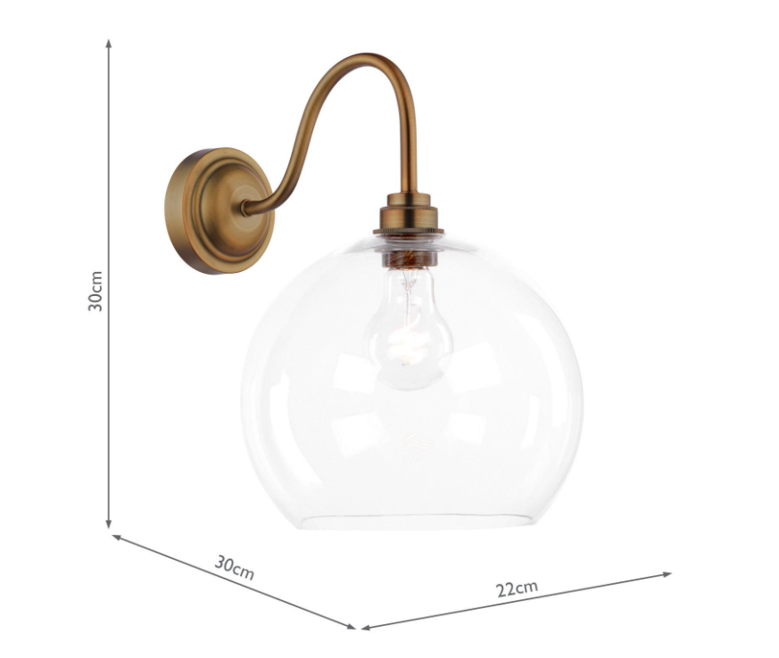 Caliro Wall Light- Antique Bronze with Glass Globe Shade