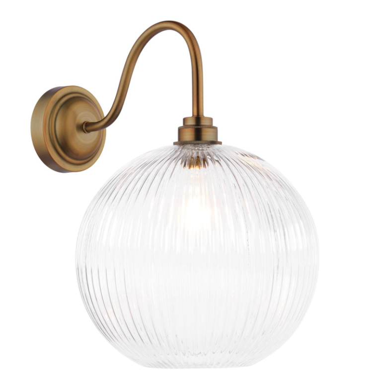 Caliro Wall Light- Antique Bronze with Glass Globe Shade