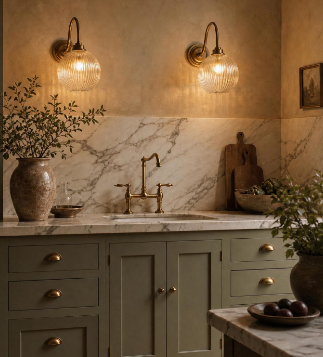 Caliro Wall Light- Antique Bronze with Glass Globe Shade