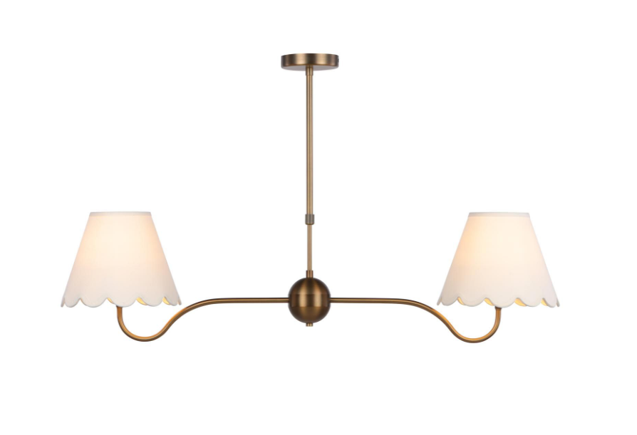 Caliro 2 Lt Bar Pendant- Antique Bronze with Ivory/ Red shades