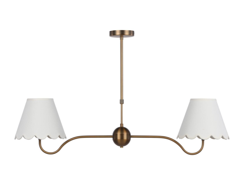 Caliro 2 Lt Bar Pendant- Antique Bronze with Ivory/ Red shades