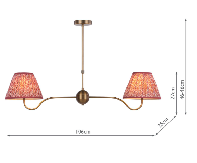 Caliro 2 Lt Bar Pendant- Antique Bronze with Ivory/ Red shades
