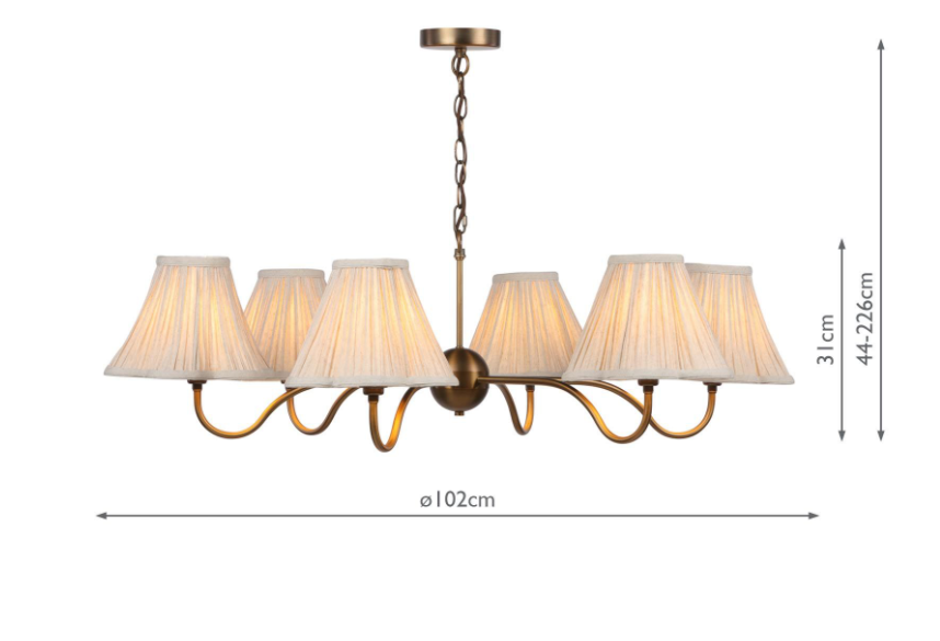 Caliro 6Lt Chandelier - Antique Bronze with Taupe and Red Shades