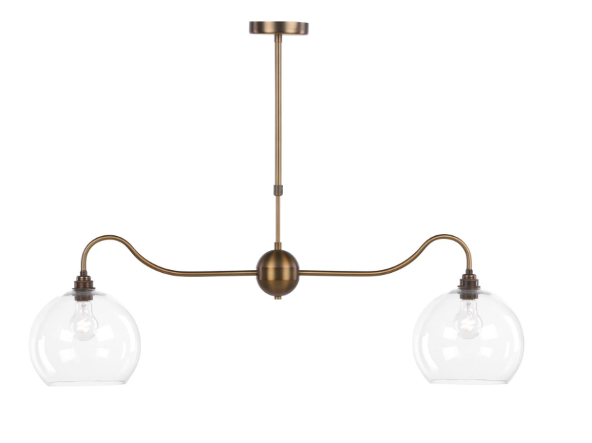 Caliro 2 Light Bar Pendant-  Antique Bronze with Globe Glasses
