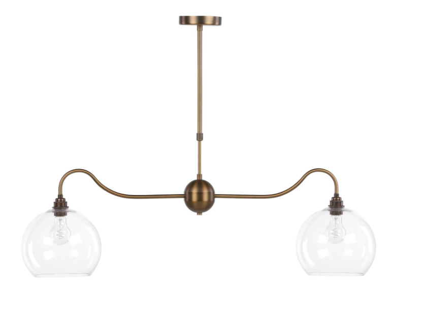 Caliro 2 Light Bar Pendant-  Antique Bronze with Globe Glasses