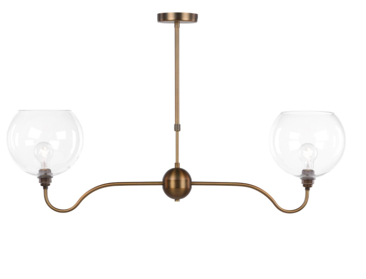 Caliro 2 Light Bar Pendant-  Antique Bronze with Globe Glasses