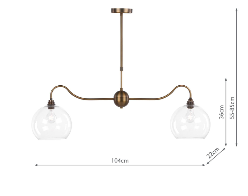 Caliro 2 Light Bar Pendant-  Antique Bronze with Globe Glasses
