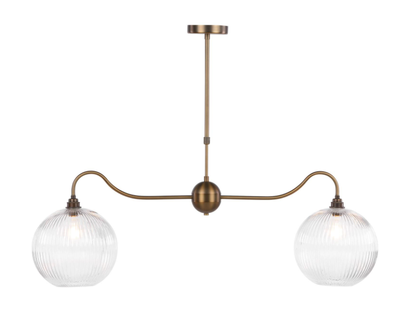 Caliro 2 Light Bar Pendant-  Antique Bronze with Globe Glasses