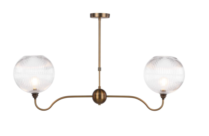 Caliro 2 Light Bar Pendant-  Antique Bronze with Globe Glasses