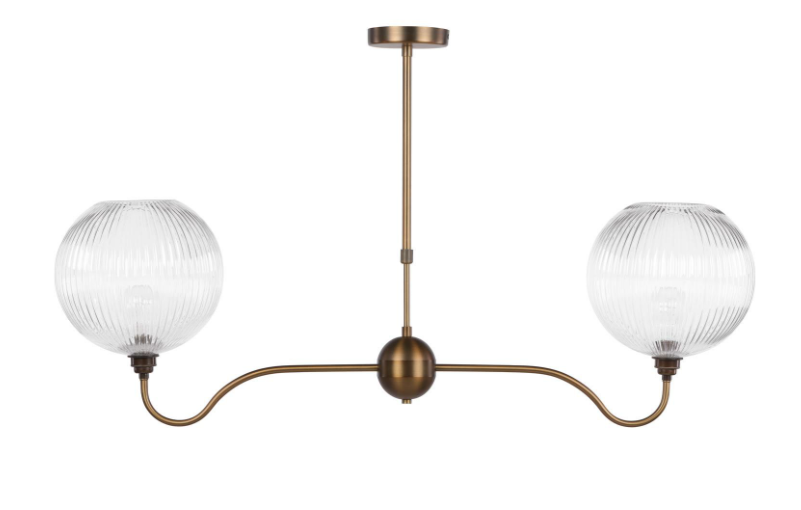 Caliro 2 Light Bar Pendant-  Antique Bronze with Globe Glasses