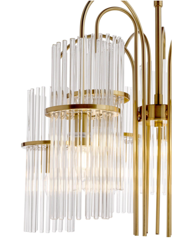 Eniola 9Lt Chandelier- Natural Brass and Glass
