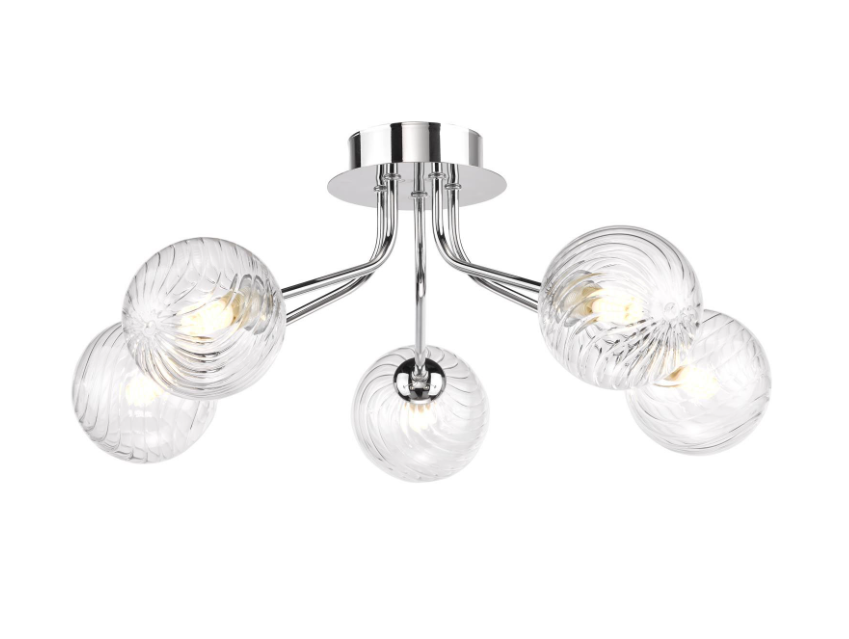 Poyen 5Lt Semi-Flush Light- Polished Chrome/ Matt Black