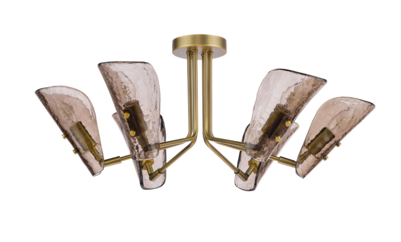 Ordelle 6Lt Adjustable Semi-Flush Light-  Antique Bronze and Tea Smoked Glass
