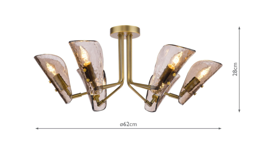 Ordelle 6Lt Adjustable Semi-Flush Light-  Antique Bronze and Tea Smoked Glass