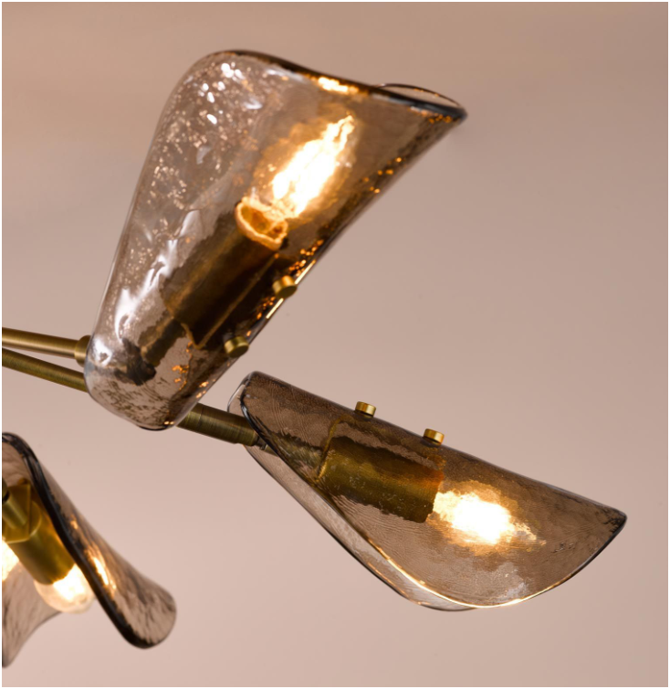 Ordelle 6Lt Adjustable Semi-Flush Light-  Antique Bronze and Tea Smoked Glass