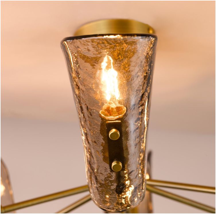 Ordelle 6Lt Adjustable Semi-Flush Light-  Antique Bronze and Tea Smoked Glass