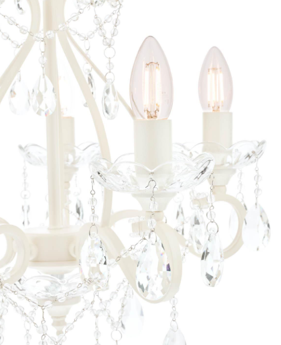 Shamley 5 Light Chandelier- Matt White and Faceted Glass