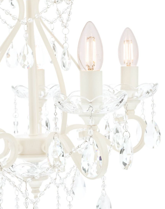 Shamley 5 Light Chandelier- Matt White and Faceted Glass