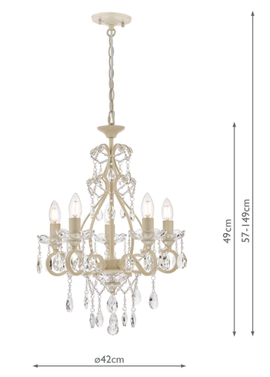 Shamley 5 Light Chandelier- Matt White and Faceted Glass