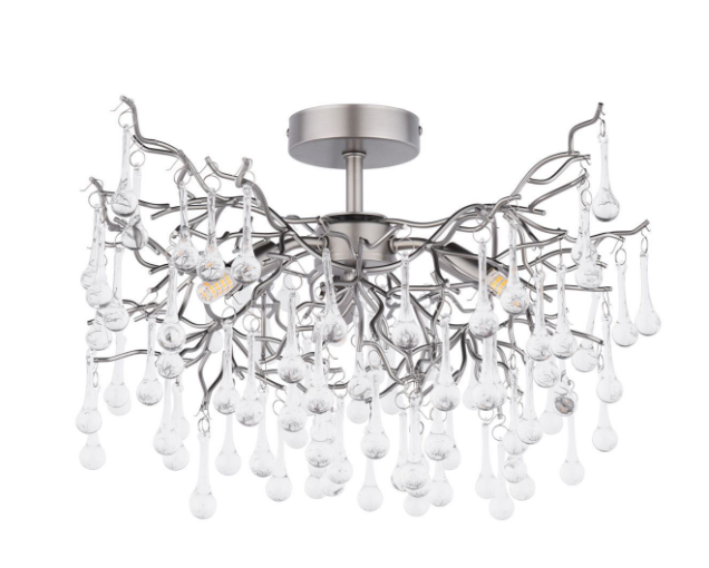 Willow 3 Light Semi-Flush Light- Champagne/ Pewter