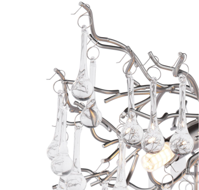 Willow 3 Light Semi-Flush Light- Champagne/ Pewter