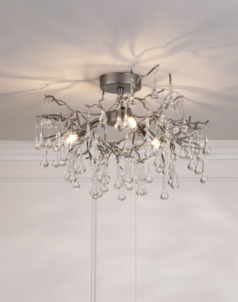 Willow 3 Light Semi-Flush Light- Champagne/ Pewter