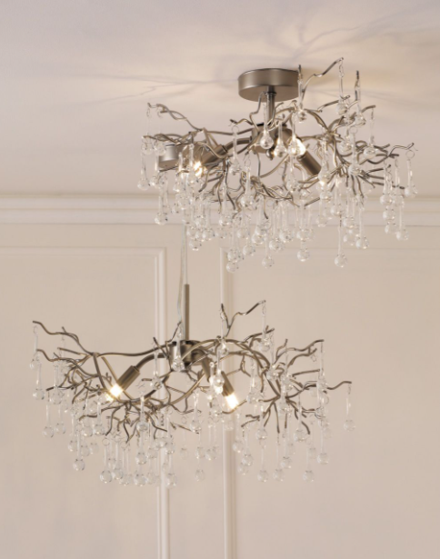 Willow 3 Light Semi-Flush Light- Champagne/ Pewter