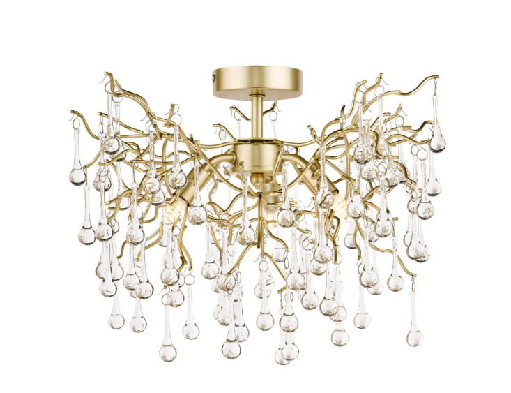 Willow 3 Light Semi-Flush Light- Champagne/ Pewter