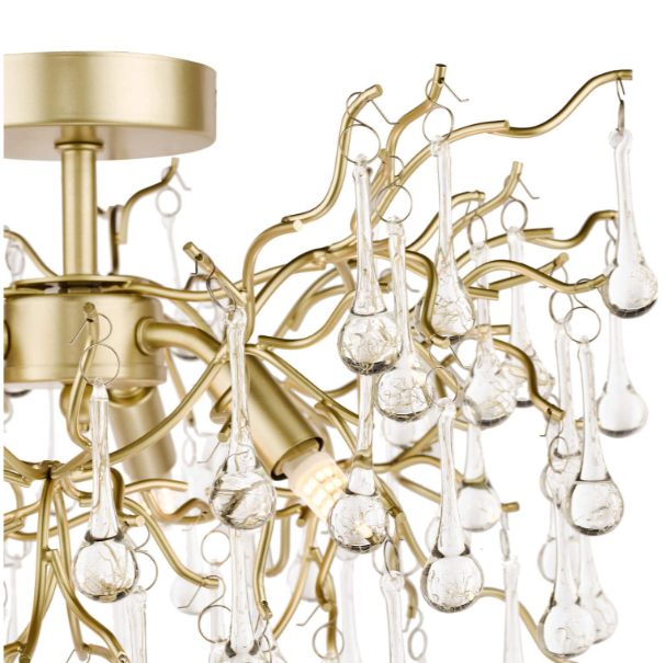 Willow 3 Light Semi-Flush Light- Champagne/ Pewter