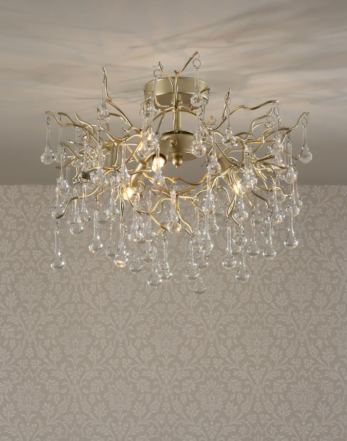 Willow 3 Light Semi-Flush Light- Champagne/ Pewter
